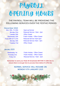 Payroll Opening Hours